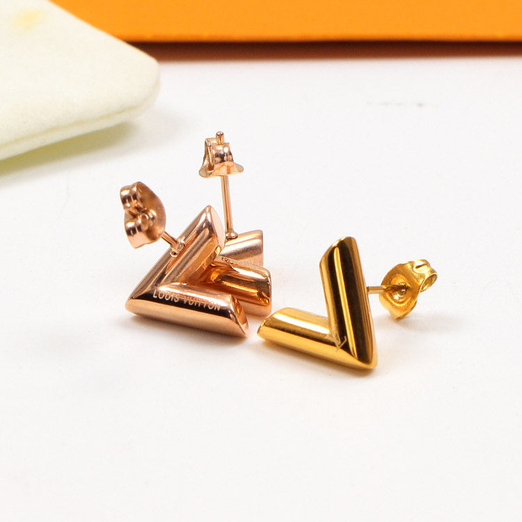 LVE22 316 stainless steel Fashion V LOGO Earrings   Jewelry