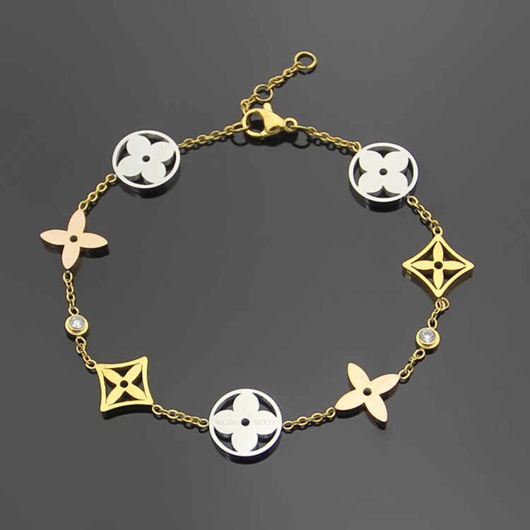 LVB87 316L steell gold plated bracelet flower shell bracelet   Jewelry