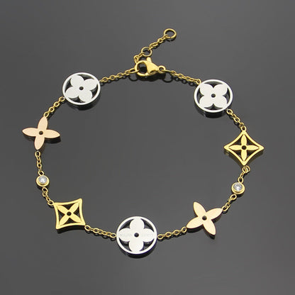 LVB87 316L steell gold plated bracelet flower shell bracelet   Jewelry