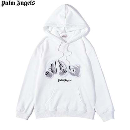 MYC2  Men's and women's palm angel grey towel embroidered broken head teddy bear hooded sweater