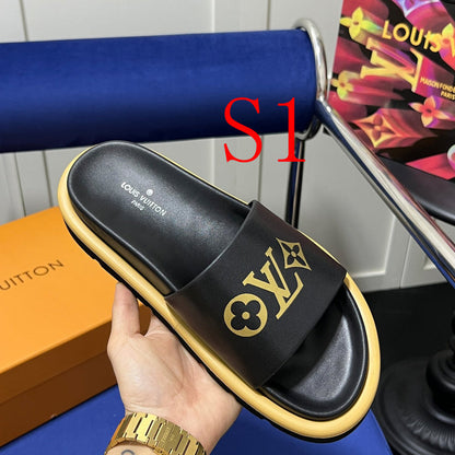 MJLS05 Man and Women slipper Leather Shoes 35-43 with box