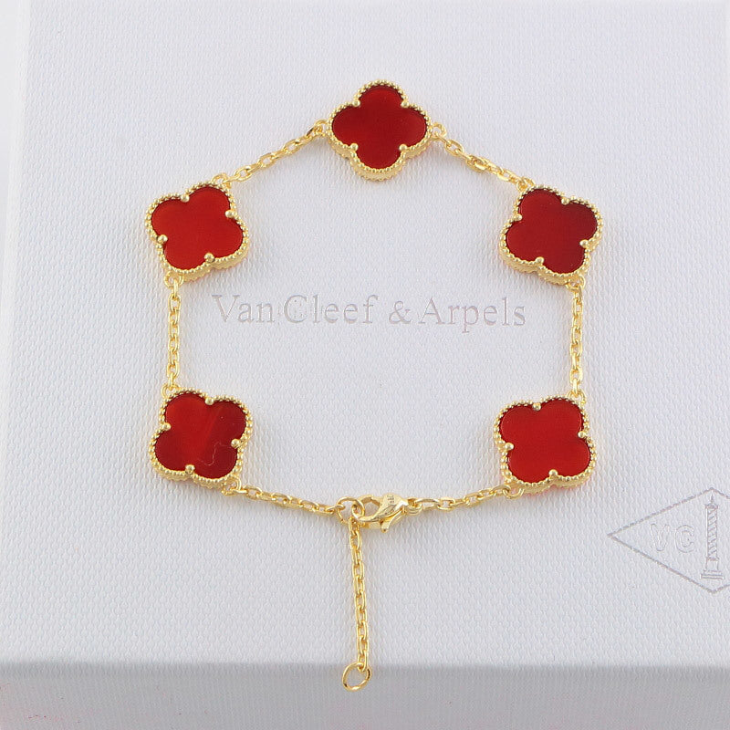 VAB17 five flowers gold plated Bracelet jewelry about 19.5CM