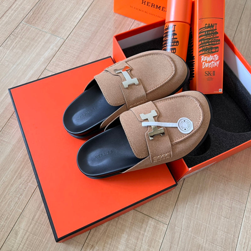 MJHS19 Leather Women Slipper Size 35-41 Shoes with box