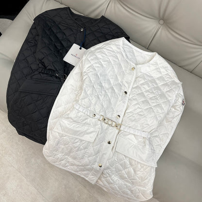 042026   Women's 90 white goose down light diamond check down jacket