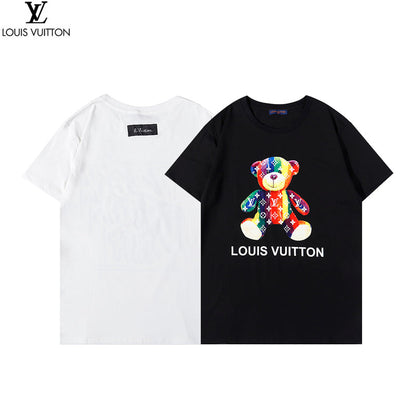 LVC131  Men's and women's Rainbow Winnie the Pooh print short-sleeved T-shirt