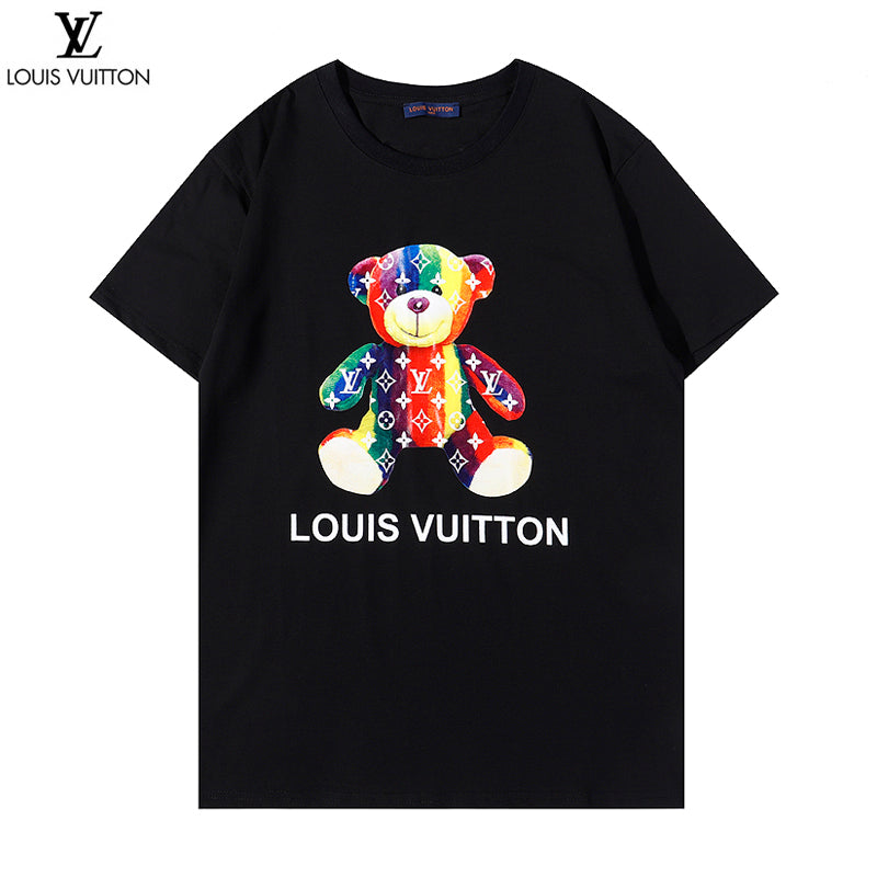 LVC131  Men's and women's Rainbow Winnie the Pooh print short-sleeved T-shirt