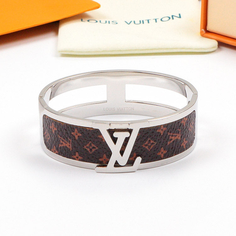 LVB81 Fashion Wide Leather Bracelet Stainless Steel   Jewelry