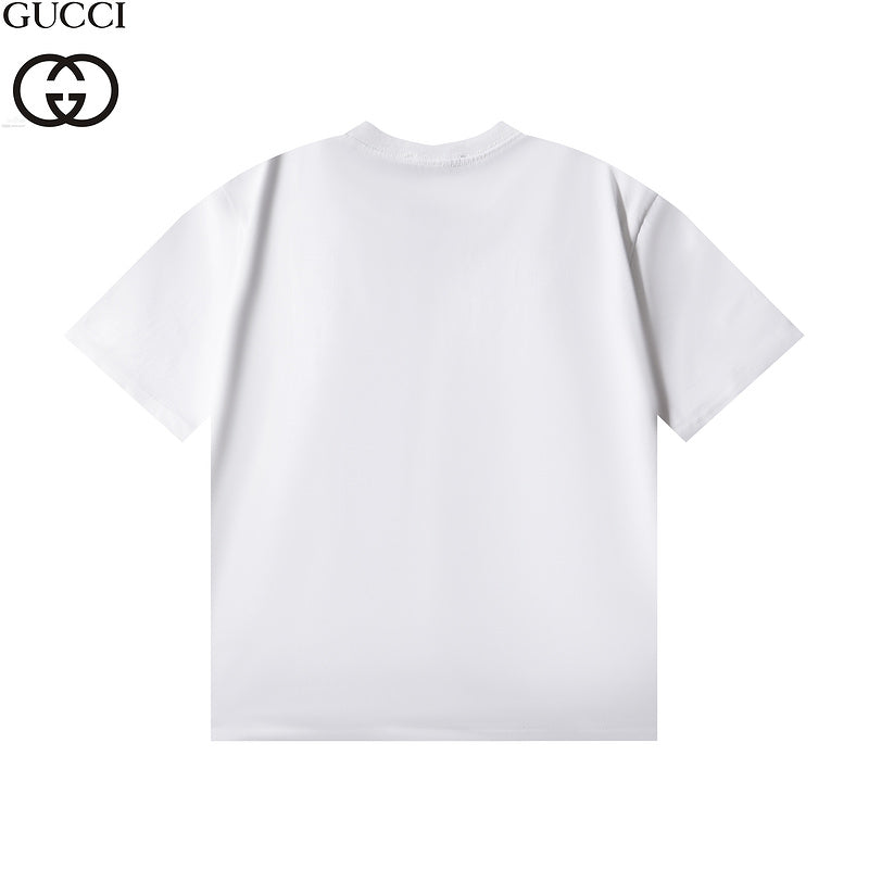 GUC027 New  Men's and women's letter embroidery short-sleeved T-shirt