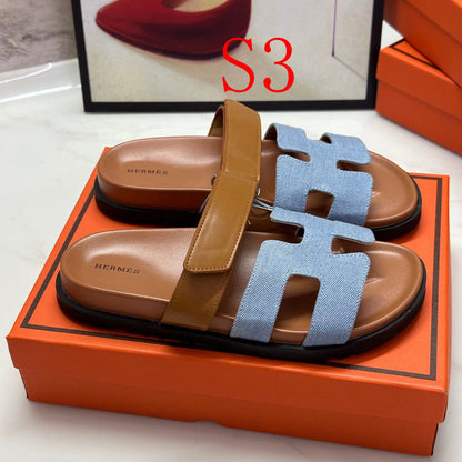 MJHS04 Leather slippers Man and Women shoes 35-44 With box