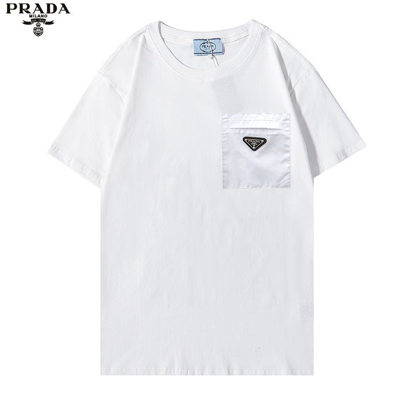 PRC9  Men's and women's short-sleeved T-shirt with triangle metal label pocket decoration