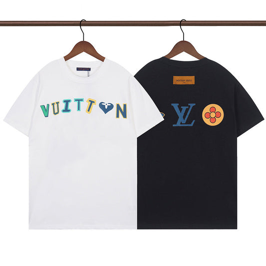 LVC141 New  Men's and women's letter embroidery short-sleeved T-shirt clothing