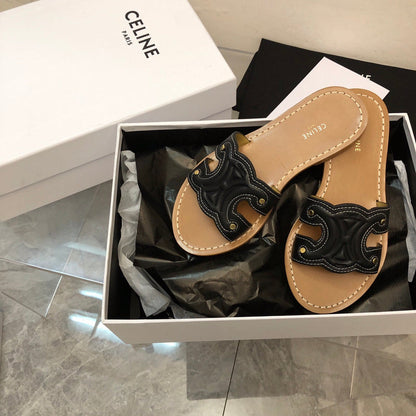 MJCS05 Leather slippers Women shoes 35-41 With box