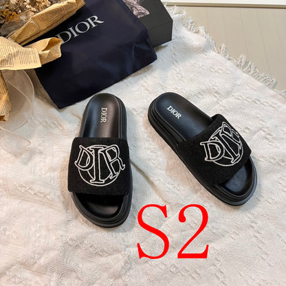 MJDS56 Leather Women Slipper Size 35-42 Shoes with box