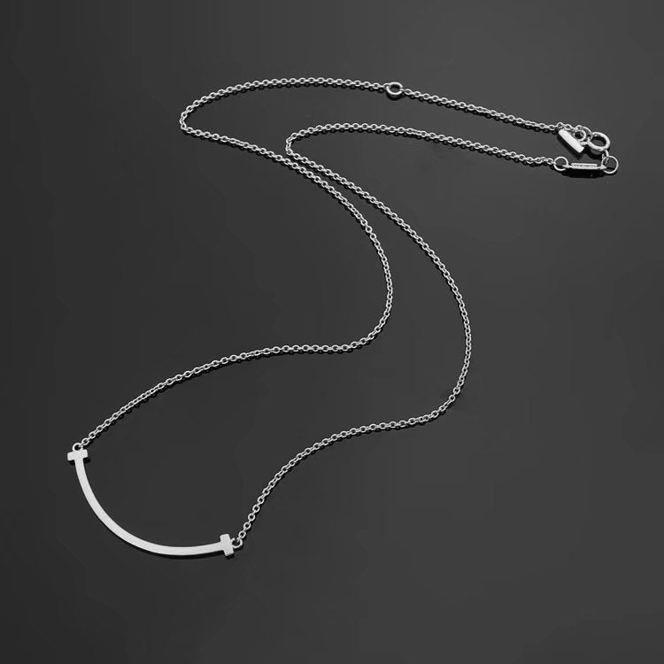 TN08  Women's smiley face stainless steel necklace jewelry