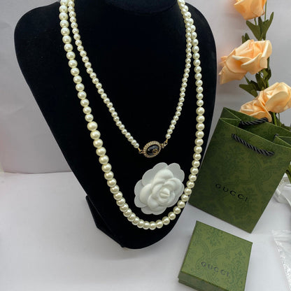 GN27 New necklace imitation pearl sweater chain jewelry