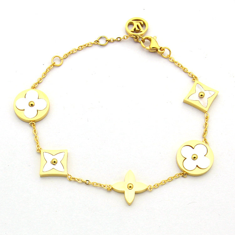 LVB88 316L steell gold plated bracelet flower shell bracelet   Jewelry