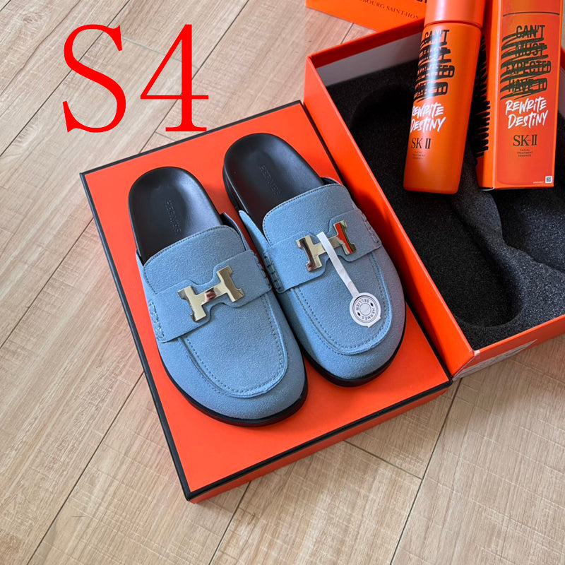 MJHS19 Leather Women Slipper Size 35-41 Shoes with box