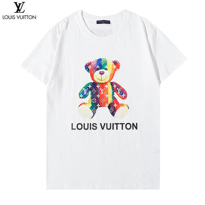 LVC131  Men's and women's Rainbow Winnie the Pooh print short-sleeved T-shirt