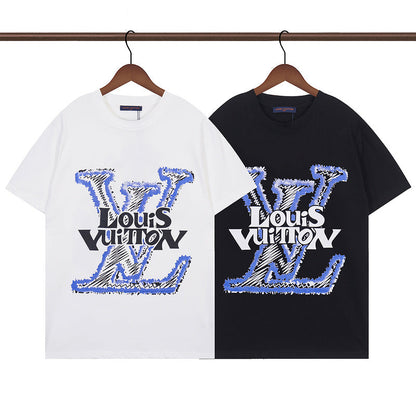 LVC142 New  Men's and women's letter embroidery short-sleeved T-shirt clothing