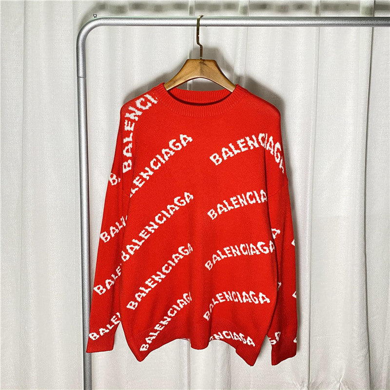 BAC20 Men and women classic series letter jacquard sweater