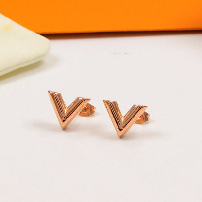 LVE22 316 stainless steel Fashion V LOGO Earrings   Jewelry