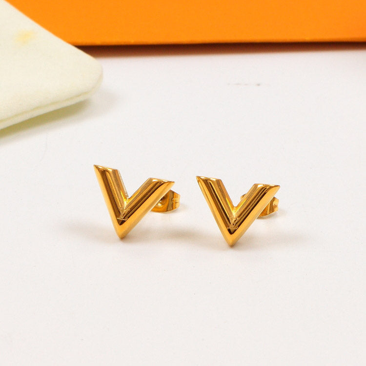 LVE22 316 stainless steel Fashion V LOGO Earrings   Jewelry