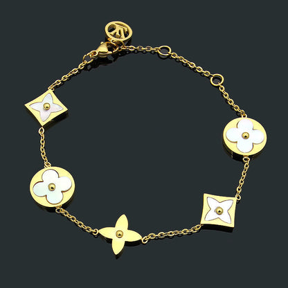 LVB88 316L steell gold plated bracelet flower shell bracelet   Jewelry